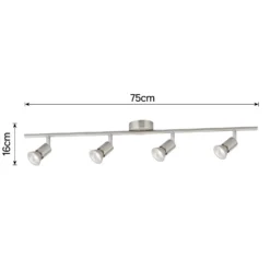 Rochdale 4 Lamp Spotlight Bar - Brushed Stainless Steel -Lighting Shop 12813665 1874843086172161