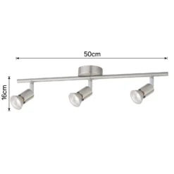 Rochdale 3 Lamp Spotlight Bar - Brushed Stainless Steel -Lighting Shop 12815760 3884843350415341