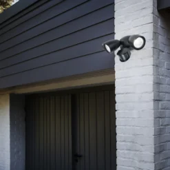 Lutec Shrimp Twin Head LED PIR Outdoor Wall Light - Black -Lighting Shop 12819180 1644952882750379