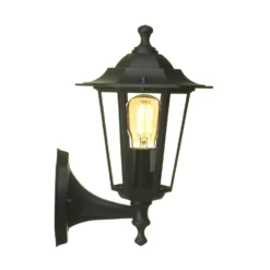 Lutec Corniche E27 Outdoor Wall Lantern - Black -Lighting Shop 12819209 3434832981832225