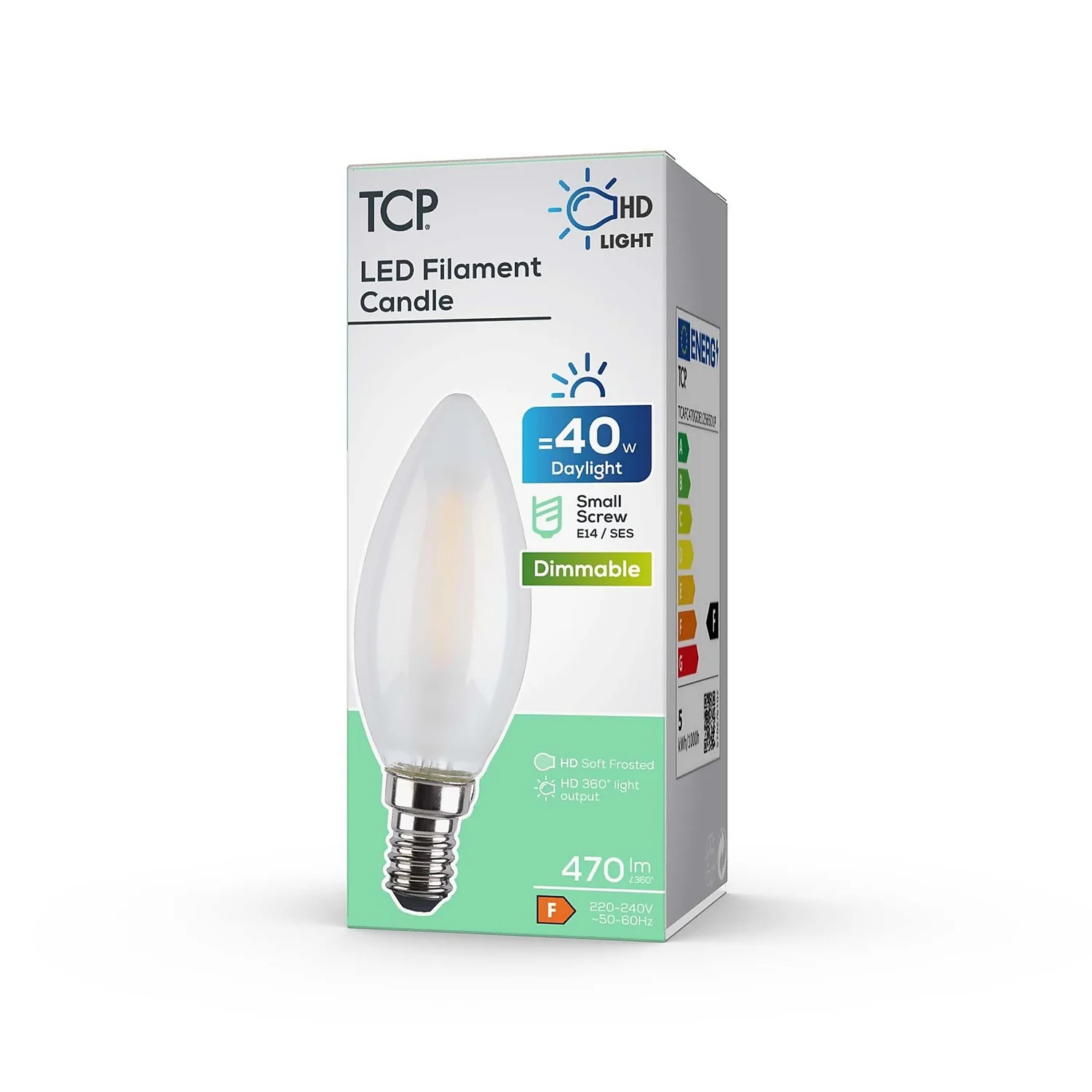 TCP Filament Candle Coat 40W SES Cool Dimmable Light Bulb 4 TCP Filament Candle Coat 40W SES Cool Dimmable Light Bulb - Image 2