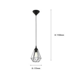 Eglo Tarbes Small Pendant Light - Black -Lighting Shop 12836707 3934833169282890
