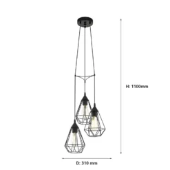 Eglo Tarbes 3 Light Cluster Pendant Light - Black -Lighting Shop 12836712 1784833169455192