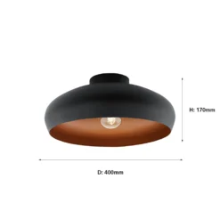 Eglo Mogano Flush Light - Black & Copper -Lighting Shop 12836723 1314833235997127