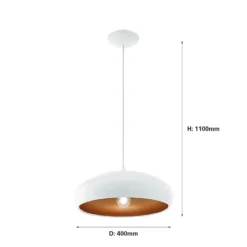 Eglo Mogano 1 Pendant Light - White & Copper -Lighting Shop 12836801 1934833170412924