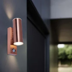 Lutec Rado Up & Down Outdoor Wall Light With PIR Motion Sensor - Copper -Lighting Shop 12840519 1674952691589788