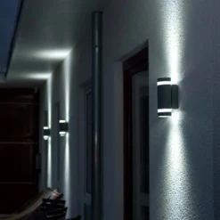 Lutec Focus 2x GU10 Outdoor Wall Light - Anthracite -Lighting Shop 12840637 5994952643207051