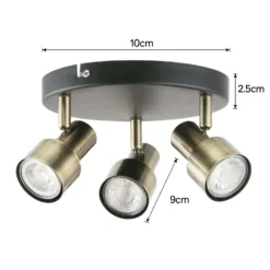 Noah 3 Lamp Spotlight Plate - Black & Antique Brass -Lighting Shop 12882222 5454843519127148