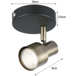 Noah Single Lamp Spotlight - Black & Antique Brass -Lighting Shop 12882223 1074843519046109