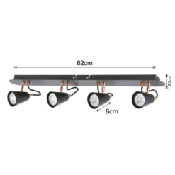 Emma 4 Lamp Spotlight Bar - Black & Copper -Lighting Shop 12882225 1894843519498722