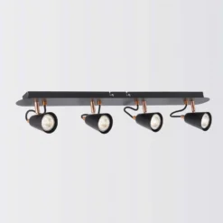 Emma 4 Lamp Spotlight Bar - Black & Copper -Lighting Shop 12882225 1914843519450953