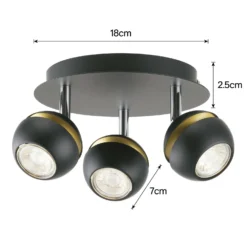Austin 3 Lamp Spotlight Plate - Black & Gold -Lighting Shop 12882230 1284843520225160