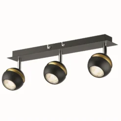 Austin 3 Lamp Spotlight Bar - Black & Gold