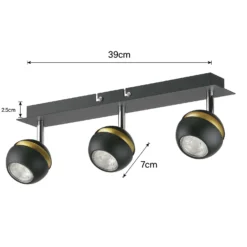 Austin 3 Lamp Spotlight Bar - Black & Gold -Lighting Shop 12882236 9154843520302893