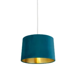 House Beautiful Samet Velvet Drum Shade - Teal - 30cm -Lighting Shop 12882899 1724861162153176