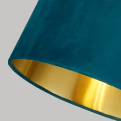 House Beautiful Samet Velvet Drum Shade - Teal - 30cm -Lighting Shop 12882899 6634861162216638