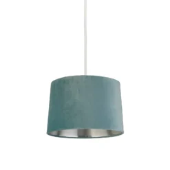House Beautiful Samet Velvet Drum Shade - Duck Egg - 30cm -Lighting Shop 12882903 1354861162899228