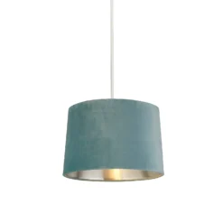 House Beautiful Samet Velvet Drum Shade - Duck Egg - 30cm -Lighting Shop 12882903 7714861162870257