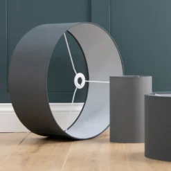 Clyde Charcoal Drum Shade With Diffuser - 45cm -Lighting Shop 13139382 1964944148090977