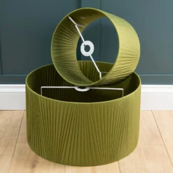 Raye Olive Drum Pleated Silk Shade - 30cm -Lighting Shop 13139397 7774944148135686
