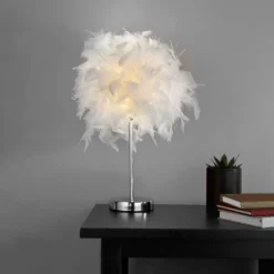 Hattie Feather Table Lamp - White -Lighting Shop 13157965 1924945695486795