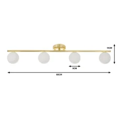 Orb 4 Lamp Spotlight Bar - Brass & Opal -Lighting Shop 13208303 1574909895071194