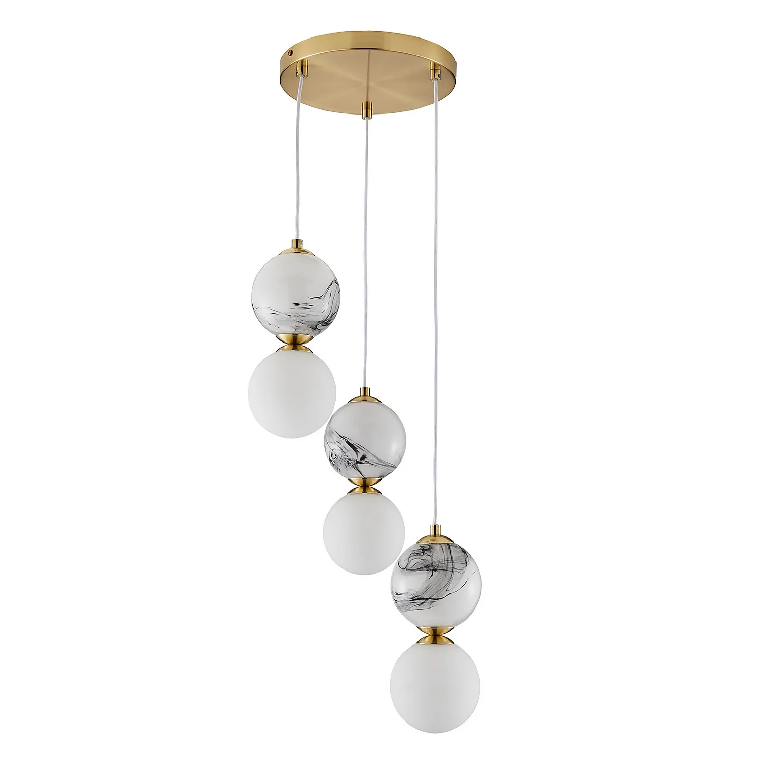 House Beautiful Delta 3 Light Marble Cluster - Brass & Opal 5 House Beautiful Delta 3 Light Marble Cluster - Brass & Opal - Image 3