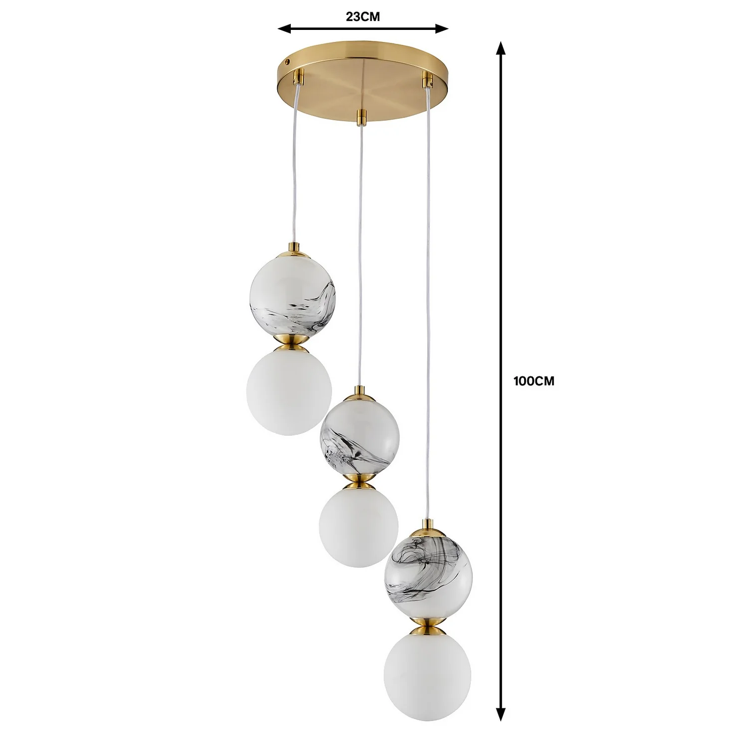 House Beautiful Delta 3 Light Marble Cluster - Brass & Opal 7 House Beautiful Delta 3 Light Marble Cluster - Brass & Opal - Image 5