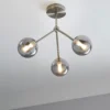 Orb 3 Light Semi Flush Pendant - Nickel Smoke -Lighting Shop 13208326 2354896913486224