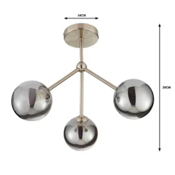 Orb 3 Light Semi Flush Pendant - Nickel Smoke -Lighting Shop 13208326 9194909895332005