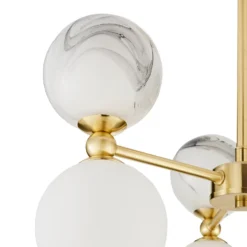 House Beautiful Delta 3 Light Marble Pendant - Brass & Opal -Lighting Shop 13208336 1634927241741295