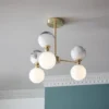 House Beautiful Delta 3 Light Marble Pendant - Brass & Opal -Lighting Shop 13208336 5354927241699904
