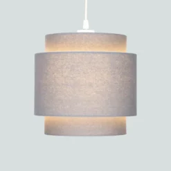 Finn Tier Drum Flint Linen Shade - 25cm -Lighting Shop 13222475 1794901095630059