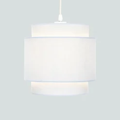 Finn Tier Drum Sky Blue Linen Shade - 25cm -Lighting Shop 13222480 1264901095855308