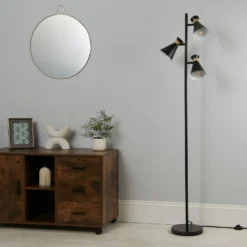 Balham 3 Light Floor Lamp - Black & Brass -Lighting Shop 13525828 1185042072854014