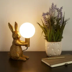 Rabbit Table Lamp - Gold & Glass -Lighting Shop 13528281 1964956834690186