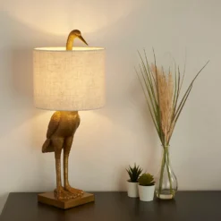 Crane Table Lamp - Gold & Oatmeal -Lighting Shop 13528282 2104956834390072