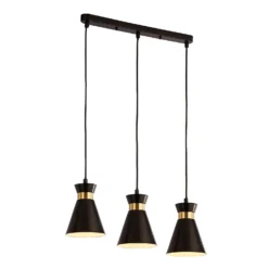 Balham 3 Light Diner Bar Light - Black & Brass 14 Balham 3 Light Diner Bar Light - Black & Brass -Lighting Shop 13528465 7985042091908388