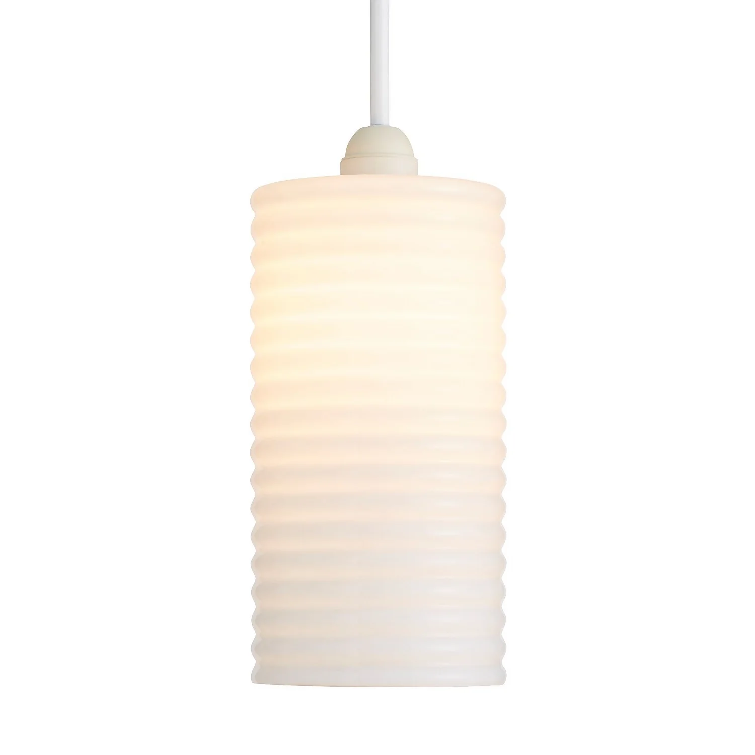 Katya Ribbed Glass Easy Fit Shade - White 4 Katya Ribbed Glass Easy Fit Shade - White - Image 2