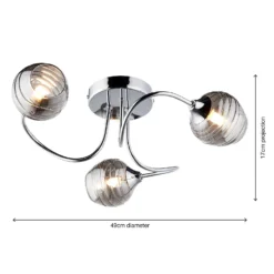 Marple 3 Light Semi Flush Ceiling Light - Chrome & Smoke -Lighting Shop 13645383 1284956789790284