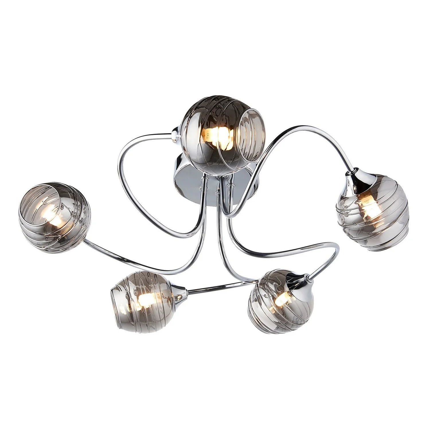Marple 5 Light Semi Flush Ceiling Light - Chrome & Smoke 4 Marple 5 Light Semi Flush Ceiling Light - Chrome & Smoke - Image 2
