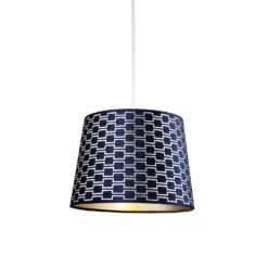 Mia Velvet 30cm Patterned Lamp Shade - Navy -Lighting Shop 13751363 1134969499150940