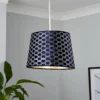 Mia Velvet 30cm Patterned Lamp Shade - Navy -Lighting Shop 13751363 1364969499002821