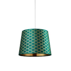 Mia Velvet 30cm Patterned Lamp Shade - Emerald -Lighting Shop 13751364 6714969499151507