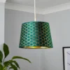 Mia Velvet 30cm Patterned Lamp Shade - Emerald -Lighting Shop 13751364 7444969499012115