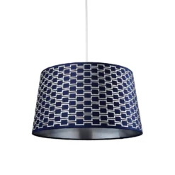 Mia Velvet 43cm Patterned Lamp Shade - Navy -Lighting Shop 13751366 1054969499148633