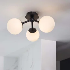 Pulsa Bathroom Semi Flush Light - 3lt Black