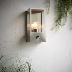Oxford PIR Outdoor Wall Light - Stainless Steel -Lighting Shop 13794245 1034957105471296