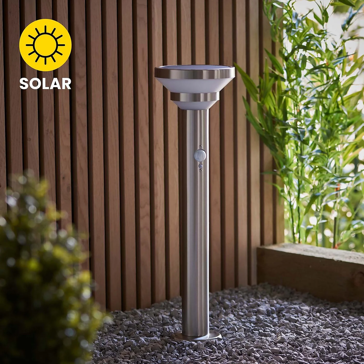Halton 50cm Photocell & PIR Solar Outdoor Floor Light - Stainless Steel 5 Halton 50cm Photocell & PIR Solar Outdoor Floor Light - Stainless Steel - Image 3