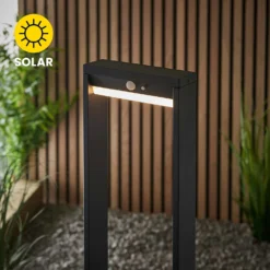 Dannah 50cm Photocell & PIR Solar Outdoor Floor Light - Black -Lighting Shop 13794248 1014957105552293